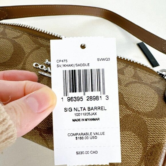 Coach CP475 Nolita Barrel Bag In Signature Canvas IN KHAKI SADDLE - Picture 8 of 8